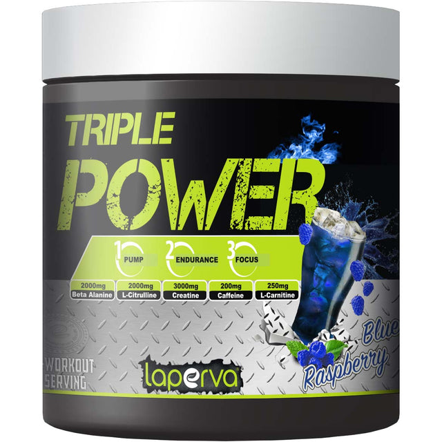 Laperva Triple Power Pre-Workout, Blue Raspberry (30) - Laperva