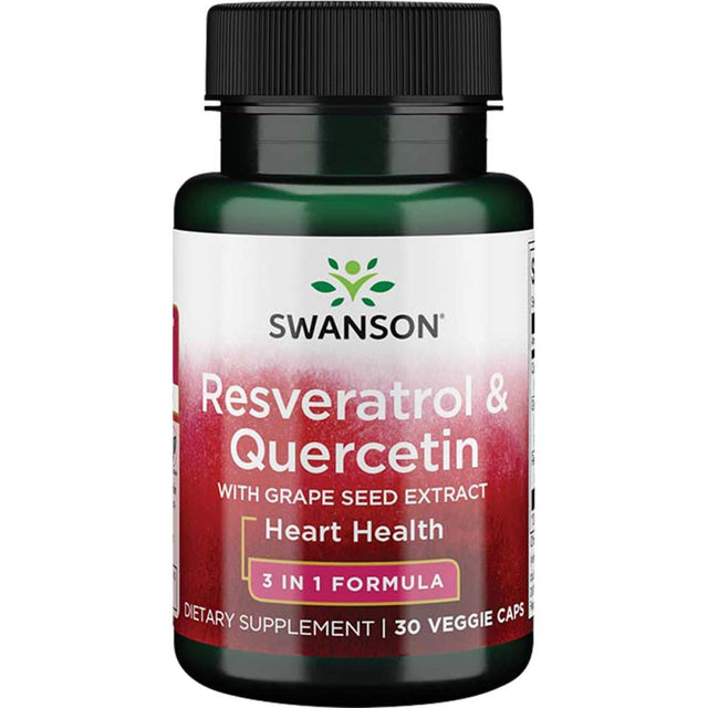 Resveratrol and Quercetin with Grape Seed Extract, Swanson, 30 Veggie Capsules - Swanson