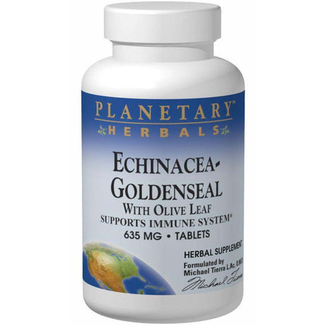 Planetary Herbals Echinacea-Goldenseal with Olive Leaf, 635 mg, 30 Tablets - Planetary Herbals