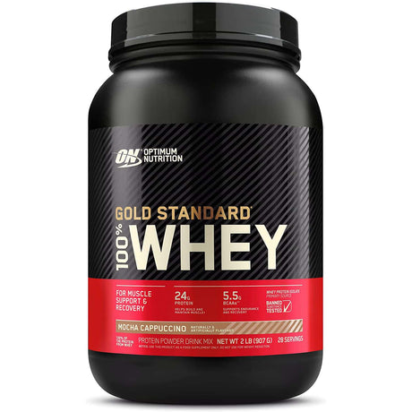 Optimum Nutrition Gold Standard 100% Whey Protein, Mocha Cappuccino, 2 LB - Optimum Nutrition