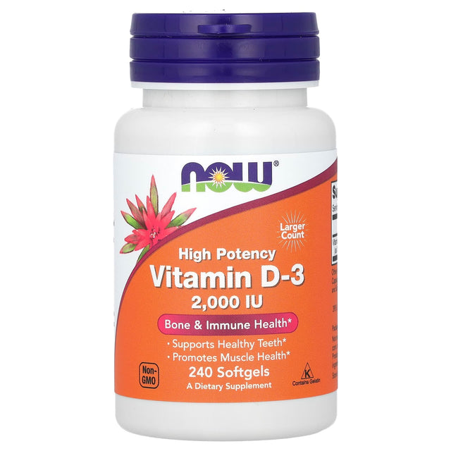 Now Vitamin D-3, 2000 IU, 240 Softgels - Now