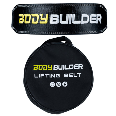 XL Body Builder Leather Belt With Back Support and Bag - Body Builder