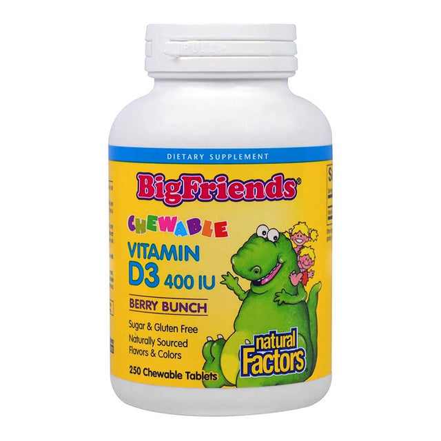 Natural Factors Big Friends Chewable Vitamin D3, 400 IU, Berry Bunch, 250 Chewable Tablets - Natural Factors