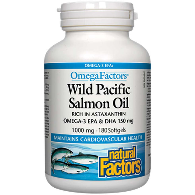 Wild Pacific Salmon Oil, 1000 mg, 180 Softgels - Natural Factors - Natural Factors