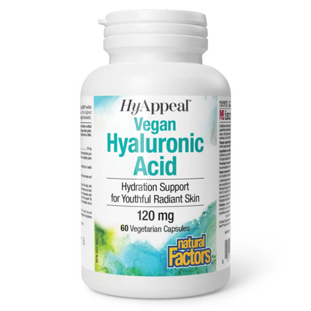 Vegan Hyaluronic Acid, 120 mg, 60 Veggie Capsules, Natural Factors - Natural Factors