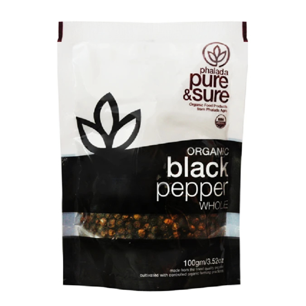 Sure & Pure Organic Whole Black Pepper, 100 Gm - Pure & Sure