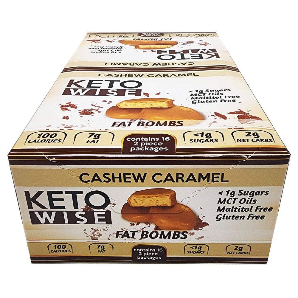 Box of 16 Pieces, Keto Wise Fat Bombs, Cashew Caramel - Keto Wise