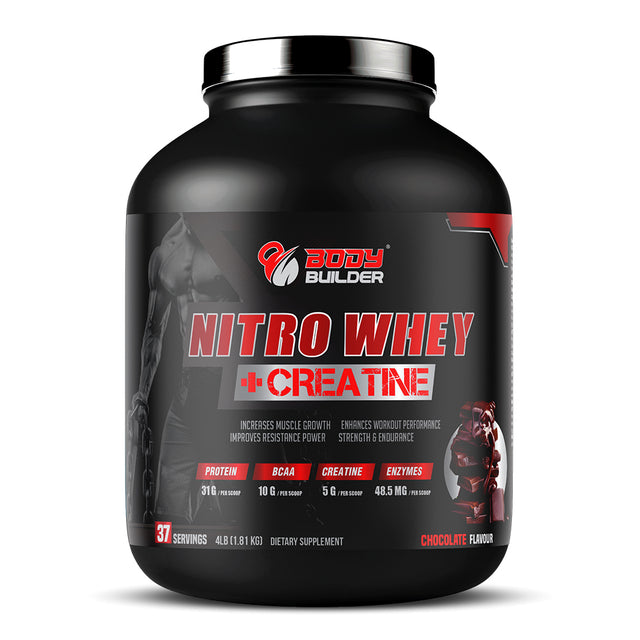 Nitro Whey + Creatine Body Builder, Chocolate, 4 LB - Body Builder