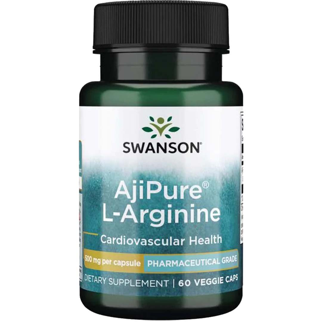 Swanson Ajipure L-Arginine, 500 mg, 60 Veggie Capsules - Swanson