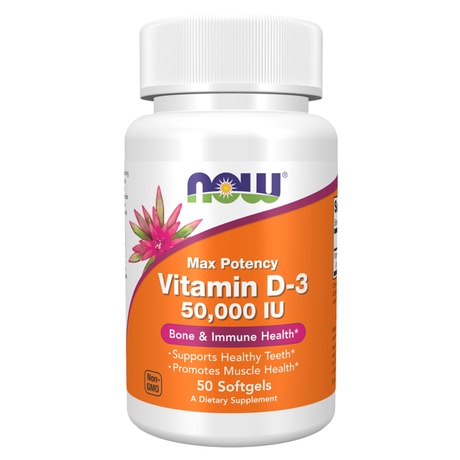 Now Vitamin D3, 50000 IU, 50 Softgels - Now