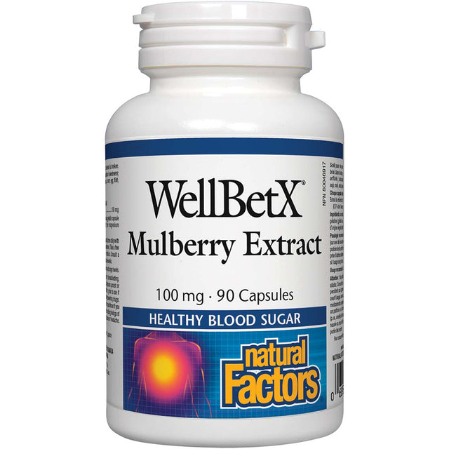 Wellbetx Mulberry Extract, 100 mg, 90 Capsules - Natural Factors - Natural Factors