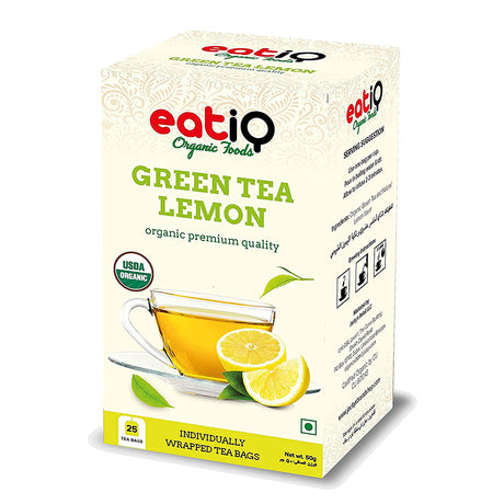 EatiQ Organic Foods Green Tea Lemon, 25 Bags - Eatiq Organic Food