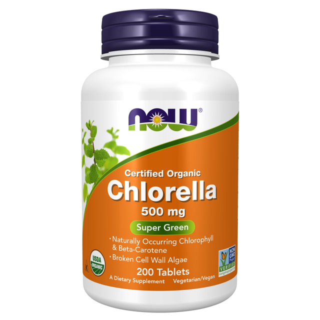 Now Organic Chlorella, 500 mg, 200 Tablets - Now