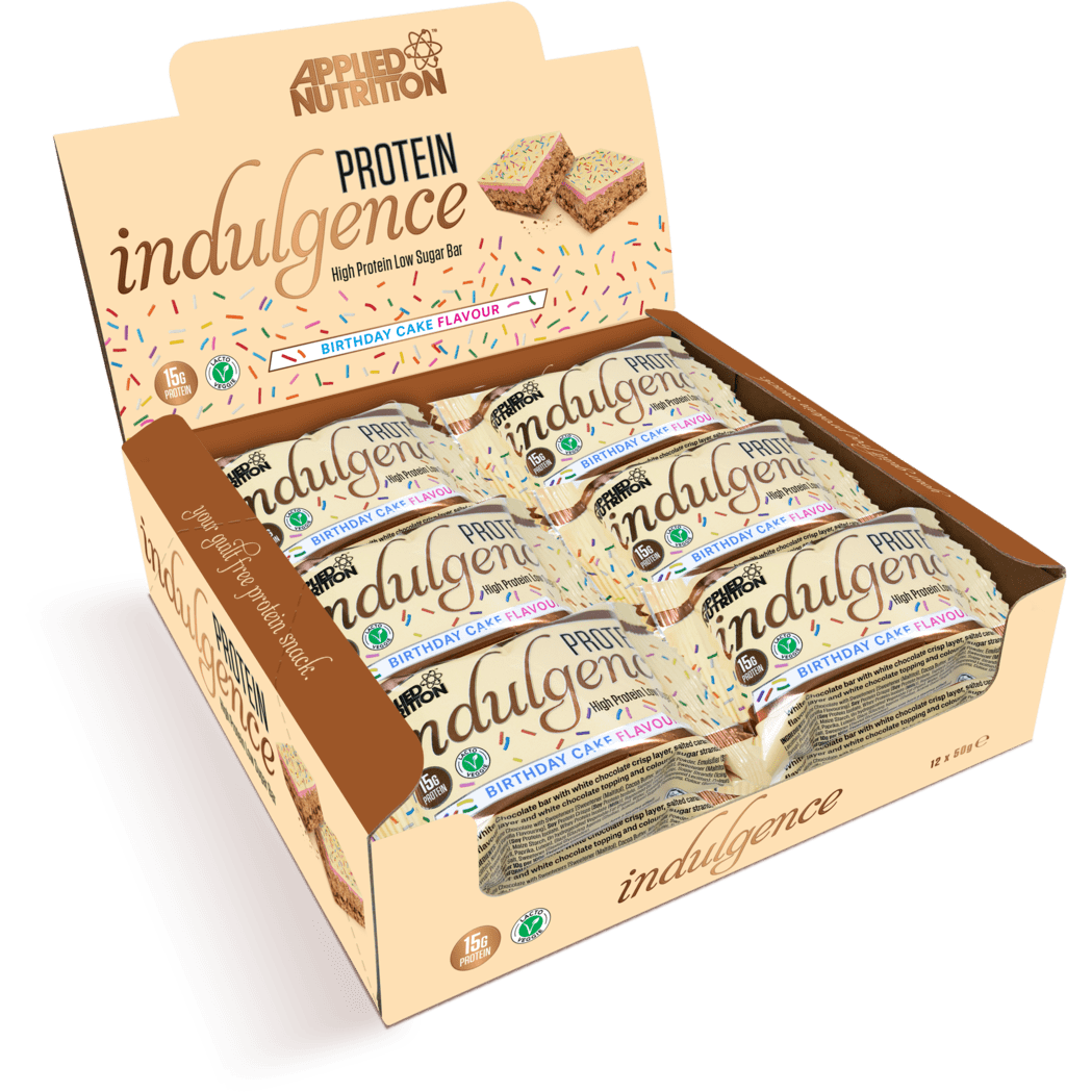 Box of 12 Bars, Applied Nutrition Protein Indulgence Bar, Birthday Cake - Applied Nutrition