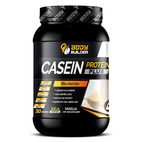 Body Builder Casein Protein Plus, Vanilla, 2.2 LB - Body Builder