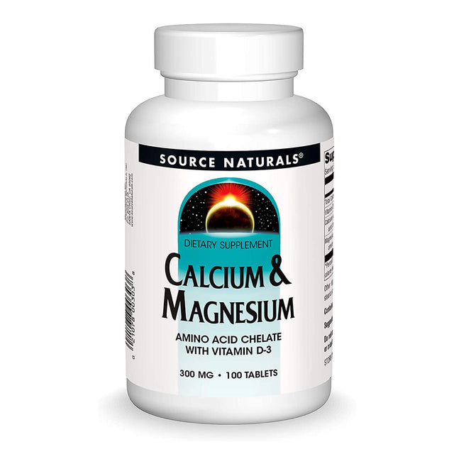 Calcium and Magnesium Chelate, 300 mg, 100 Tablets - Source Naturals - Source Naturals