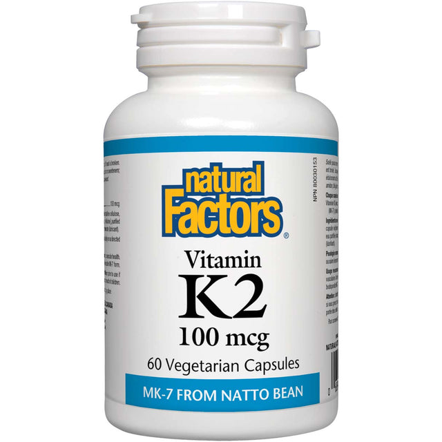 Natural Factors Vitamin K2, 100 mcg, 60 Veggie Capsules - Natural Factors