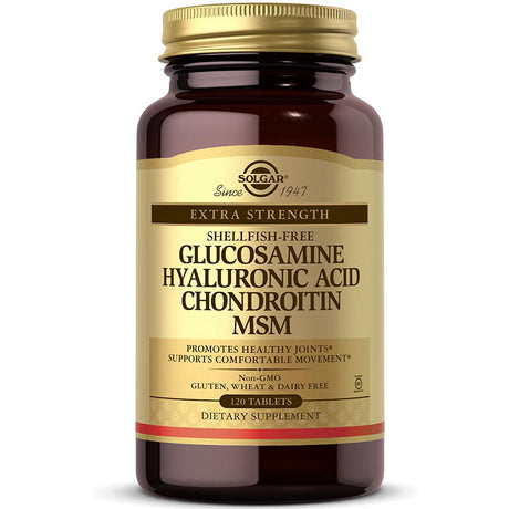 Solgar Glucosamine Chondroitin MSM Hyaluronic Acid (Shellfish-free), 120 Tablets - Solgar