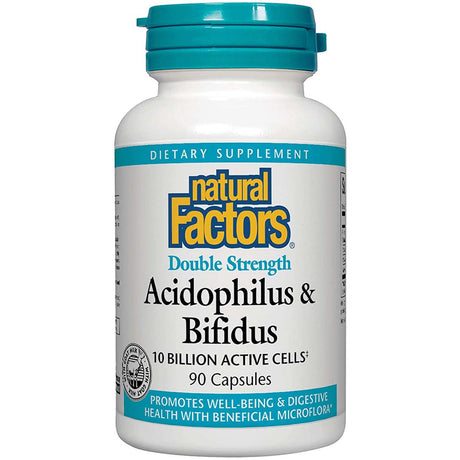 Natural Factors Acidophilus and Bifidus, 10 Billion Active Cells, 90 Capsules - Natural Factors