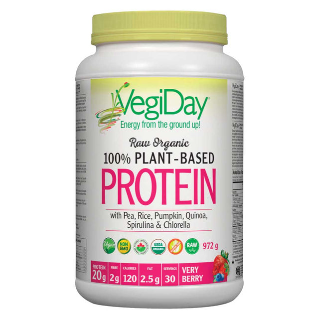 VegiDay Organic Plant-Based Protein, Very Berry, Raw, 30 - Vegi Day