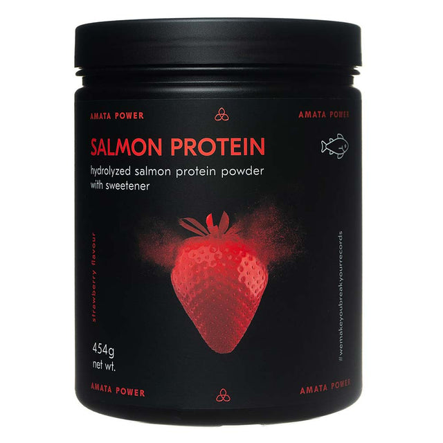 Amata Power Salmon Protein, Strawberry, 454 Gm - Amata Power