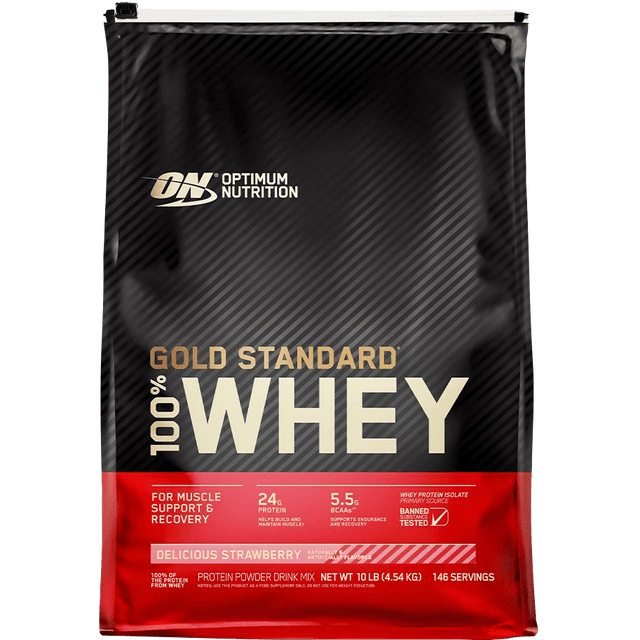 Optimum Nutrition Gold Standard 100% Whey Protein, 10 LB, Delicious Strawberry - Optimum Nutrition