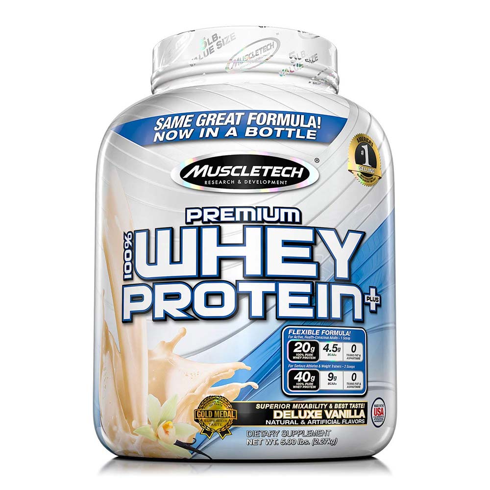 Muscletech Premium 100% Whey Protein Plus, Deluxe Vanilla, 5 LB - Muscletech