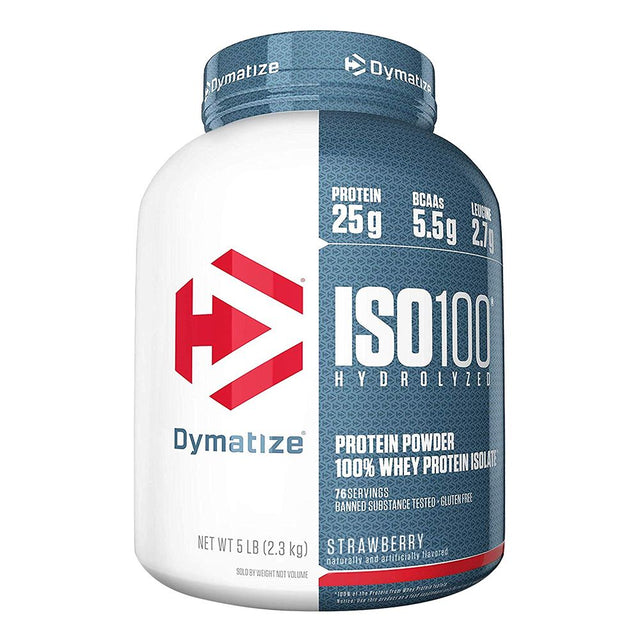 Dymatize ISO 100 Hydrolyzed Whey Protein Isolate, Strawberry, 5 LB - Dymatize