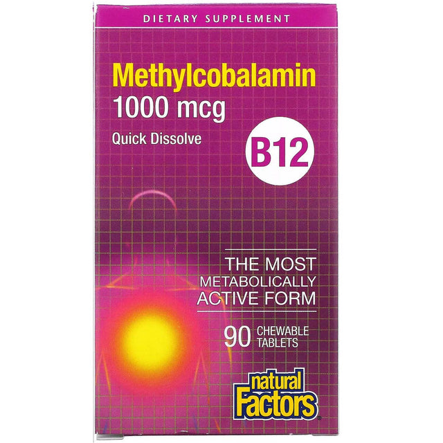 Natural Factors Methylcobalamin B12, 1000 mcg, 90 Chewable Tablets - Natural Factors