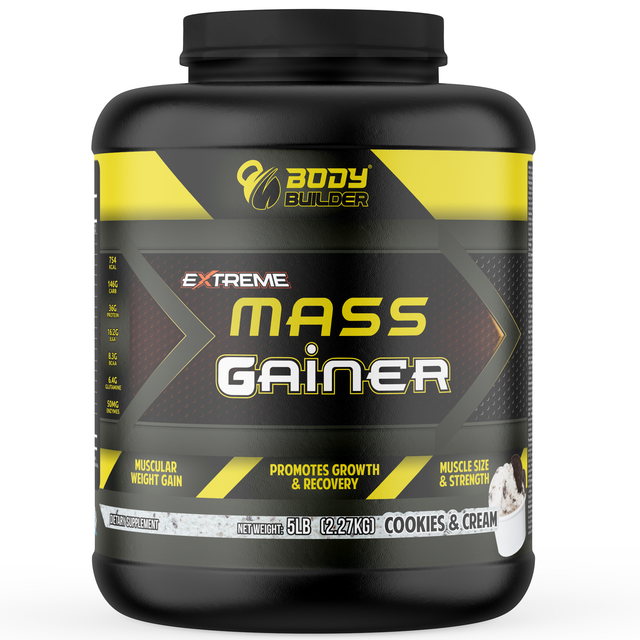 Extreme Mass Gainer Body Builder, Cookies and Cream, 5 LB - Body Builder