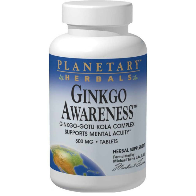 Planetary Herbals Ginkgo Awareness, 500 mg, 30 Tablets - Planetary Herbals