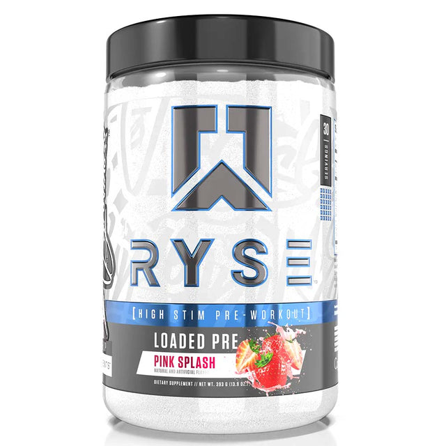 RYSE Loaded Pre Workout, Pink Splash, 30 Servings - RYSE