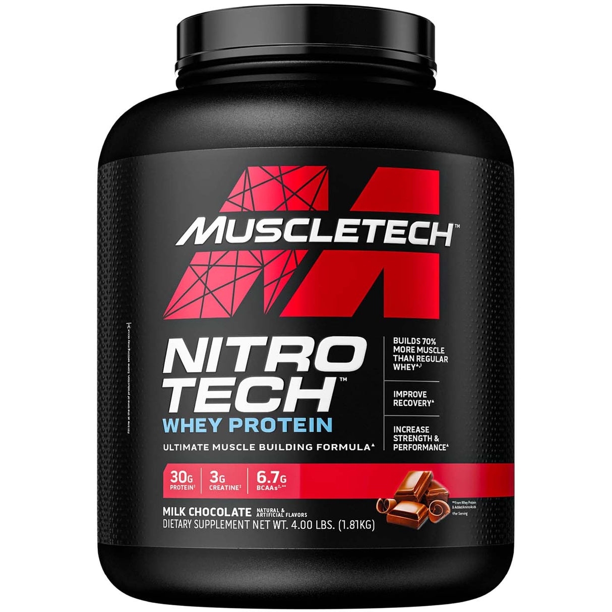 Muscletech Nitro Tech Whey Protein, 4 LB, Milk Chocolate - Muscletech